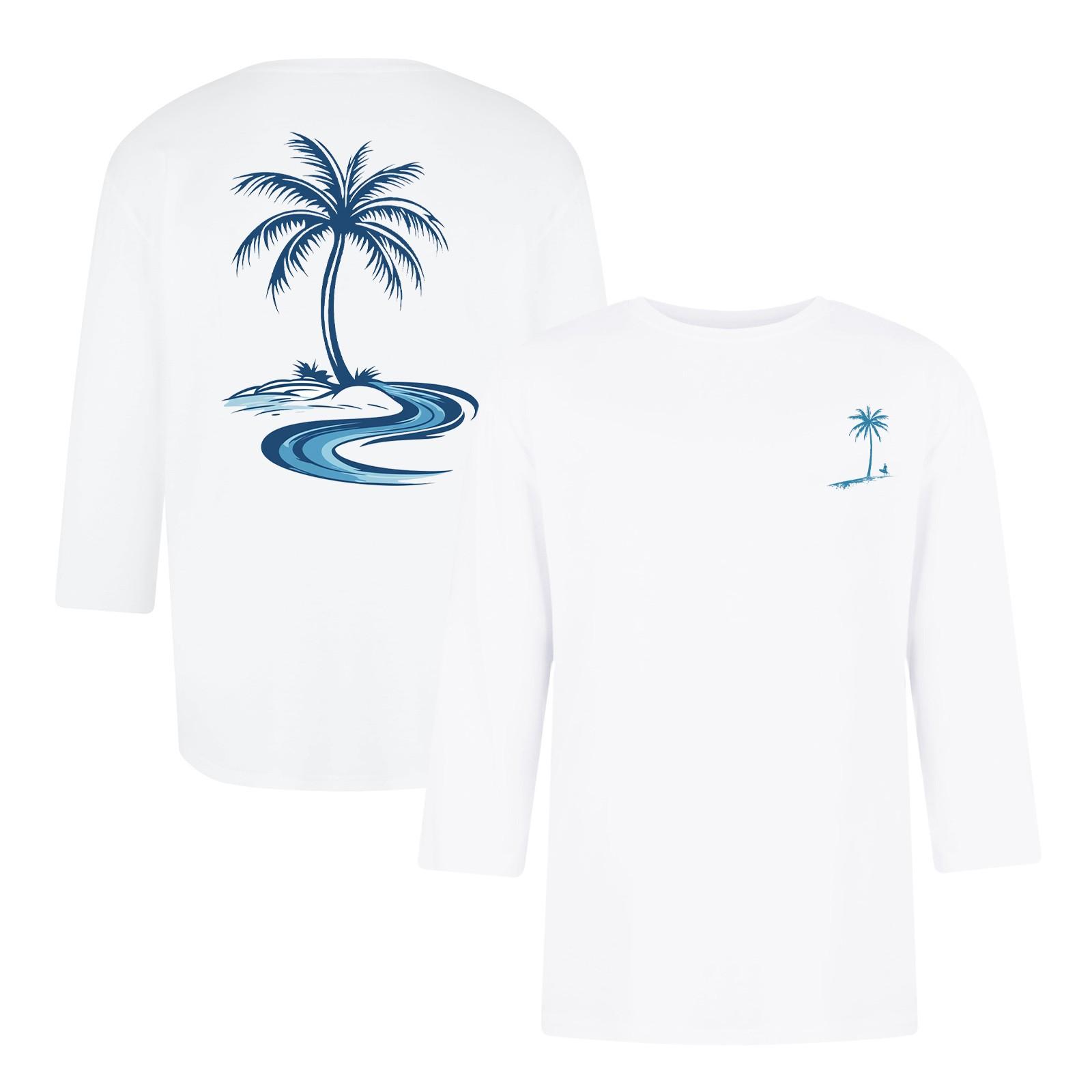 

Мужская повседневная и модная футболка с принтованным воротником и рукавами три четверти XL белый