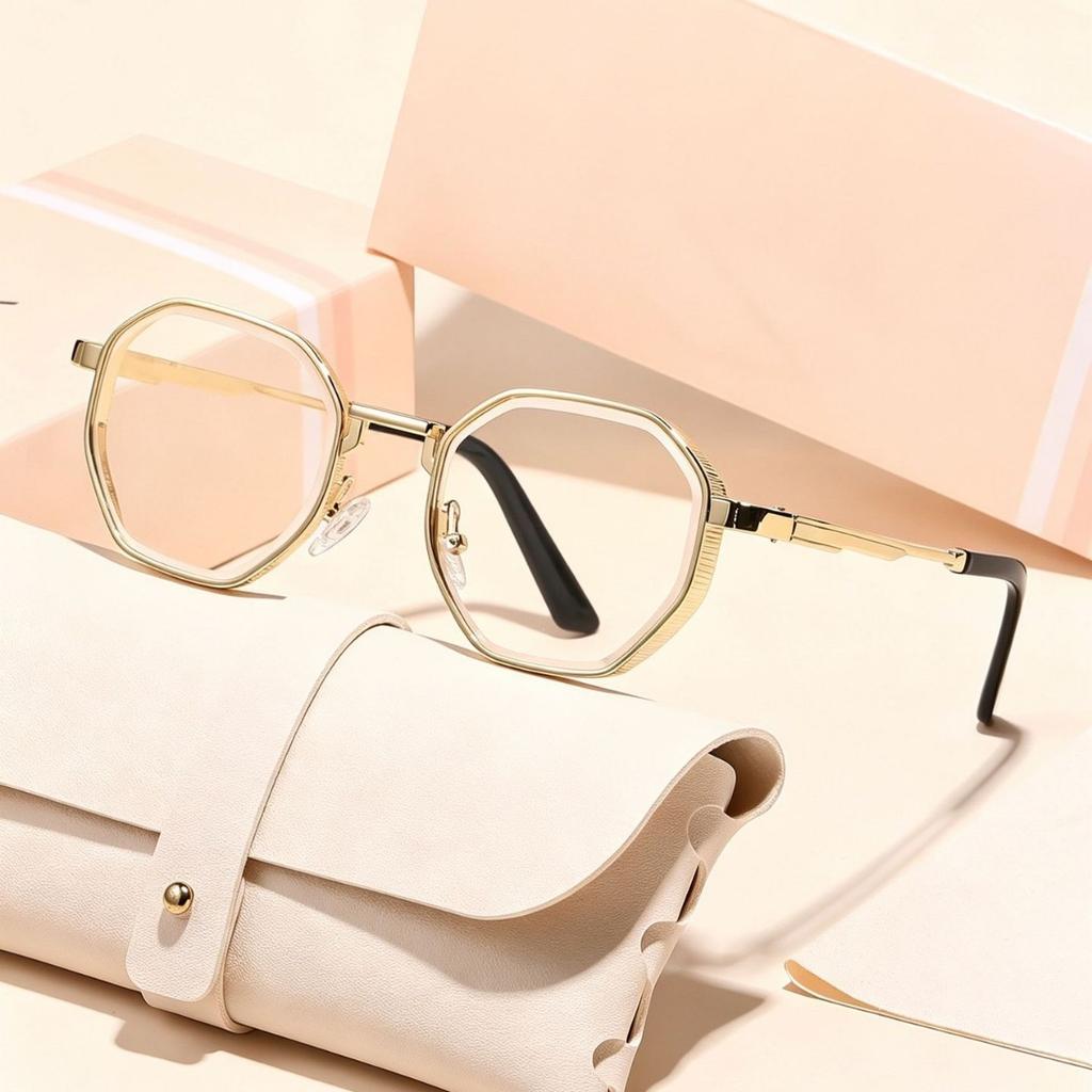 Small round frame fashion flat mirror versatile plain face white temperament trend new popular high-end frame glasses