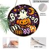 2D Flat, 1pc Round Waterproof Aluminum Halloween Boo Ghost Metal Sign, Cute Witch Hat Ghost Pumpkin Moon Plaque, Wreath Center Ornament, Front Door