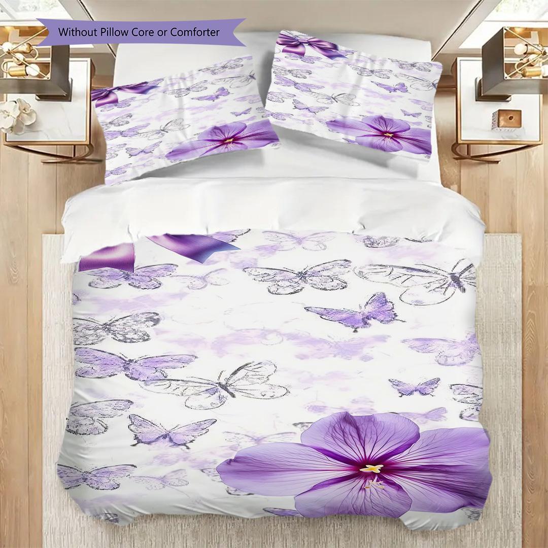 

1PC Butterflies, flowers Bedding Quilt Set Quilt Cover Pillowcase Home Decoration Birthday Gift (1 * duvet cover + 15 * pillowcase, without core) 135x200cm