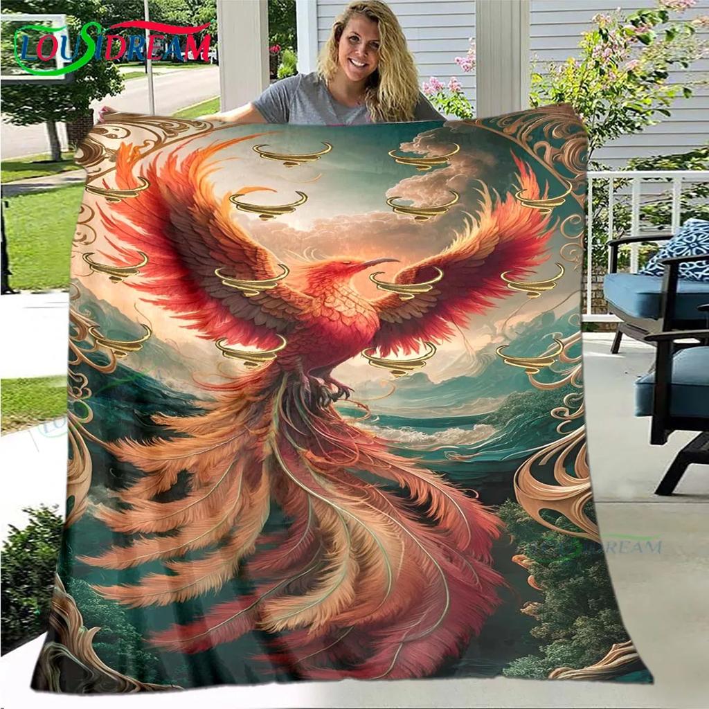 3D Popular Mythical Beast Phoenix Blanket,Flannel Throw Blanket for Home Bedroom Bed Sofa Picnic Office Hiking Leisure Nap Gift