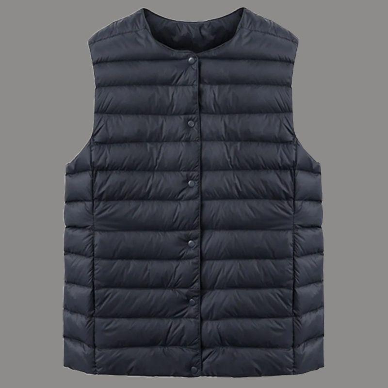 

Женский осенне-зимний жилет для通勤, сдержанный по темпераменту, короткий, с круглым вырезом, простое пальто S