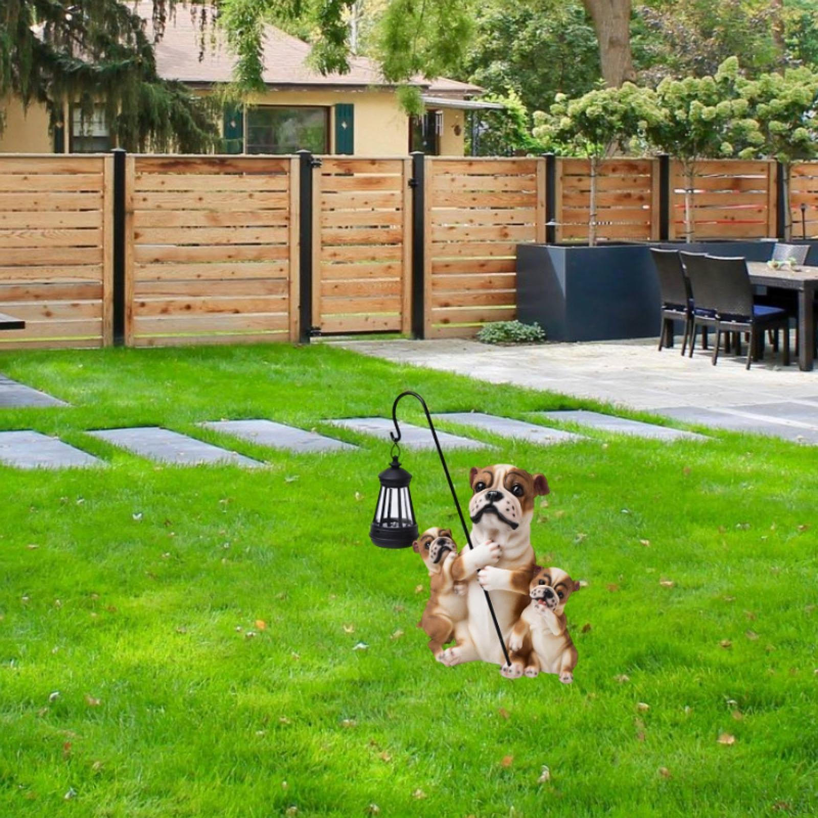 

Садовая солнечная статуя, уличный светильник, освещенная фигурка, скульптура щенка из смолы, статуэтка собаки, фонарь для Brown 28x12.5x32cm