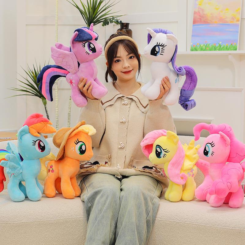 Large Pony Plush Toy - Cute Pet Pillow and Rag Doll for Kids' Birthday Gift.
