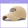 Cotton Paris Embroidered Baseball Cap With Adjustable Fit For Outdoor Sun Protection