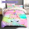 Colorful Uni-horse Pattern Bedding Quilt Set Quilt Cover Pillowcase Home Decoration Gift (1 * duvet cover + 2 * pillowcase, without core)