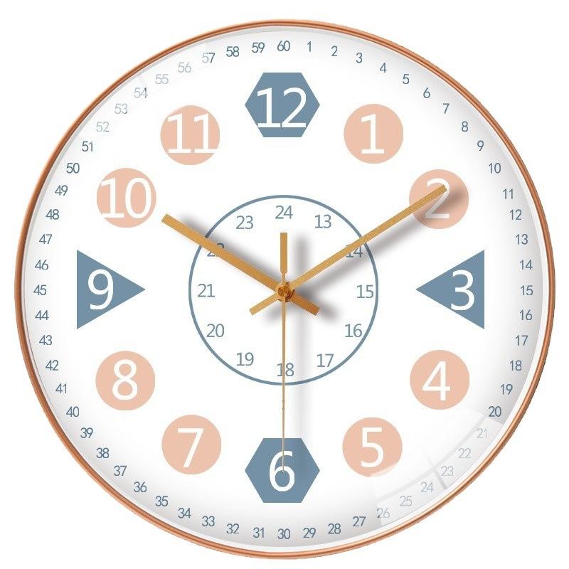 16-inch 40cm Early childhood education learning cartoon wall clock living room home bedroom clock hanging wall mute clock