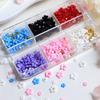 1 Box 3D Flower Nail Art Charm 6 Grids Resin Floral Charms Golden Beads DIY Nail Design Jewelry Crafts Manicure Decoration Accessories