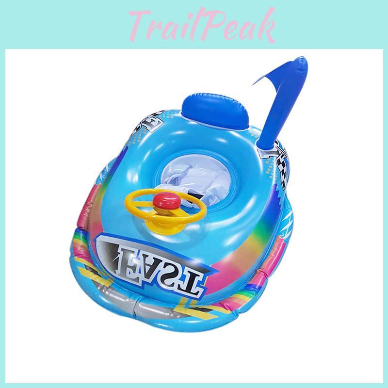 Children Inflatable Swim Ring Eco-friendly Pvc Sponge Bottom Motorboat Steering Wheel Kids Armpit Seat Ring Cartoon Design
