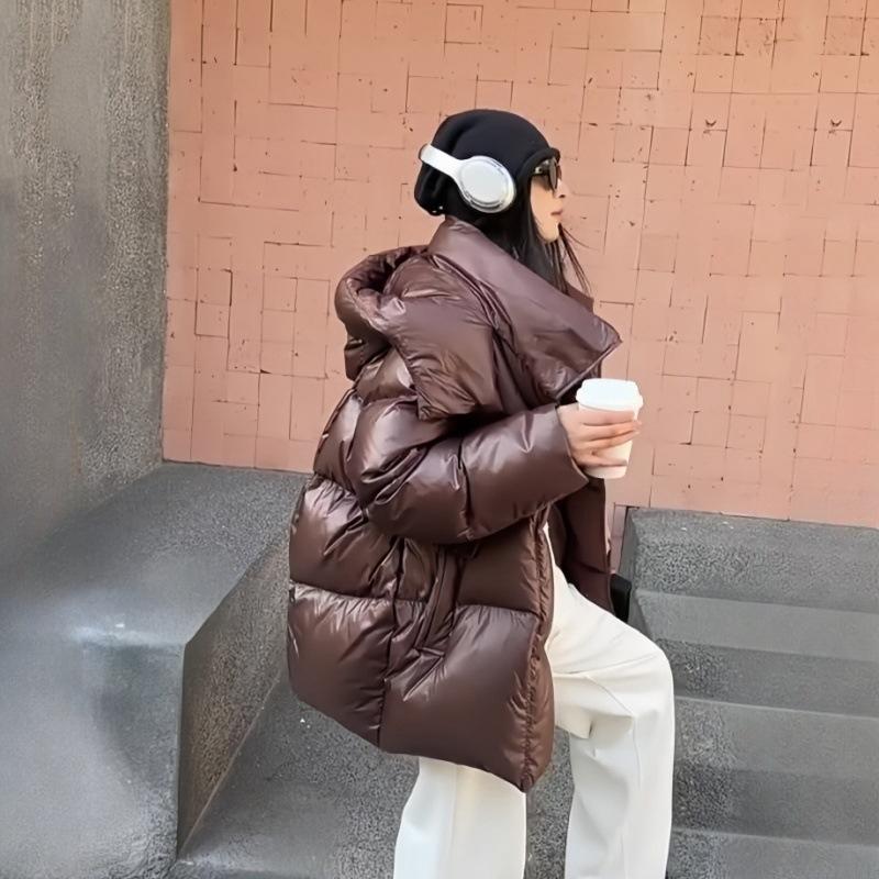 2024 Korean version of puff down jacket women's tide loose version fashionable foreign style small white duck down hooded warm jacket