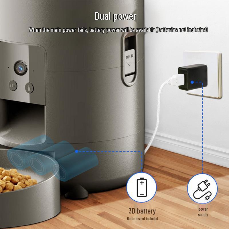 Intelligenter Futterautomat für Haustiere mit Videotaste und WLAN für Katzen und Hunde