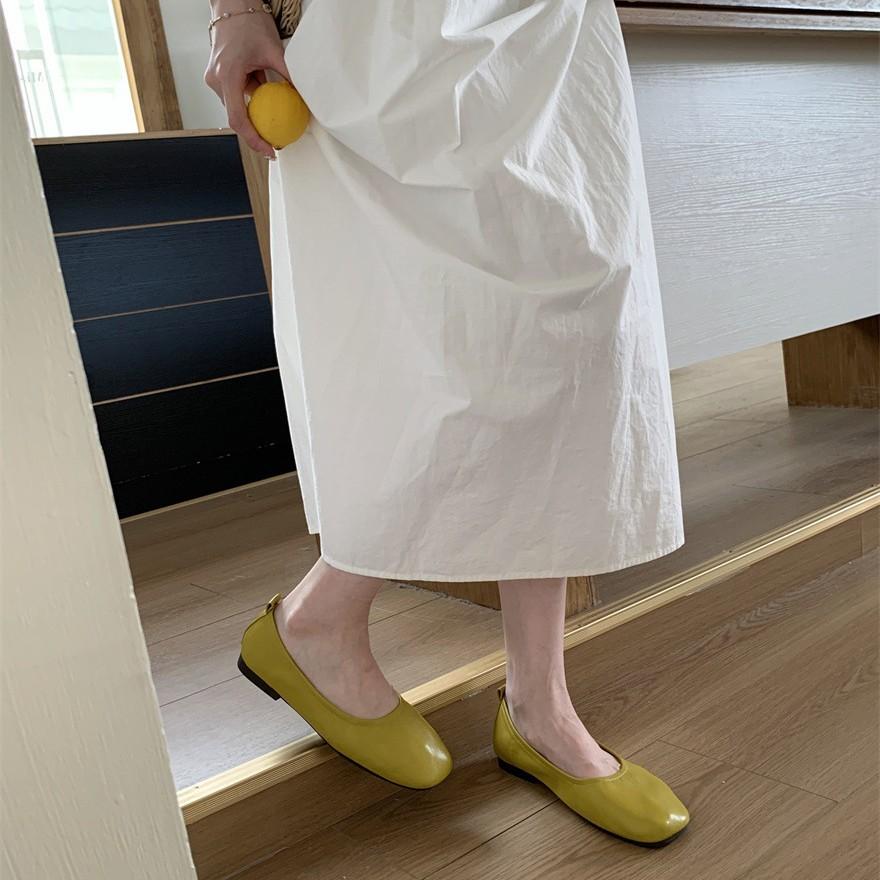 Fairy style ballet shoes simple and versatile soft leather soft sole grandma shoes round head comfortable shallow mouth single shoes female