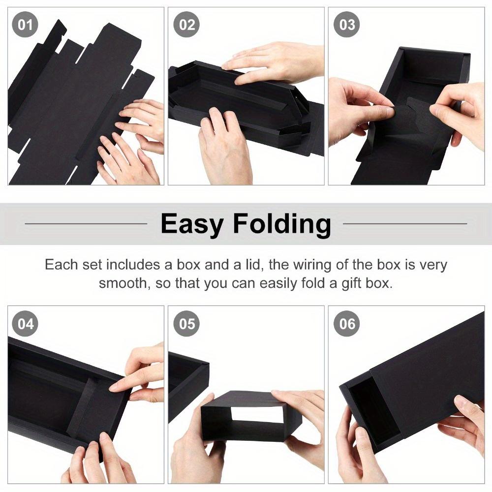8pcs Black Kraft Paper Drawer Box Mini Crafts Cardboard Present Boxes Soap Jewelry Party Favors Packaging Boxes Foldable Square Jewelry Display