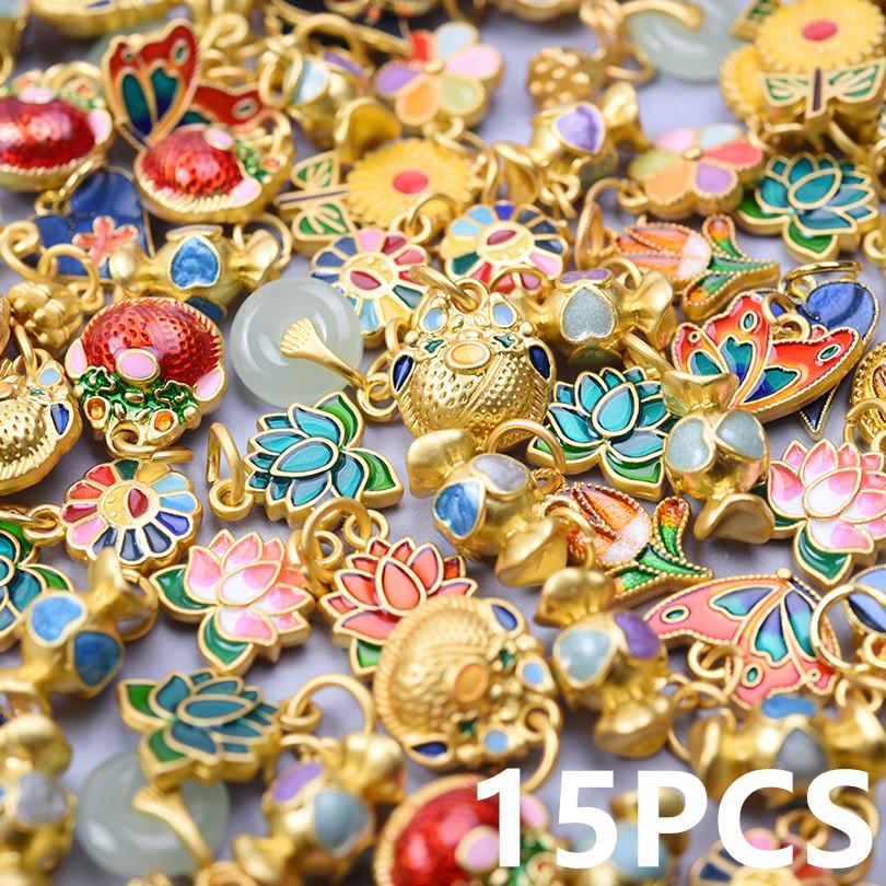 5/10/15 Random Mixed Plant Enamel Flower Charms For Jewelry Making Bulk Diy Girl Women Accessories Lotus Pendant Heart Materials