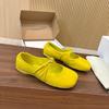 Grape Mother Same Kink Small Gold Buckle Fashionable Apple Head Soft Waxy Flat-soled Single Shoes Women's French Retro Ballet Shoes