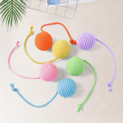 2pcs Cat Toys Interaction Cat Teasing Balls Pet Grinding Knots Bite Resistant Toy Cat and Dog Cotton Rope Ball Toys Pet Supplies
