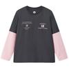 MQD Modisches Mädchen-T-Shirt mit Langarm, Faux Two-Piece