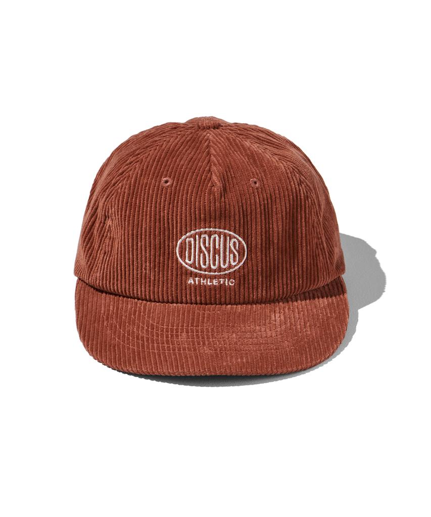 DISCUS ATHLETIC Logo 5-Panel Corduroy Cap Brick Red
