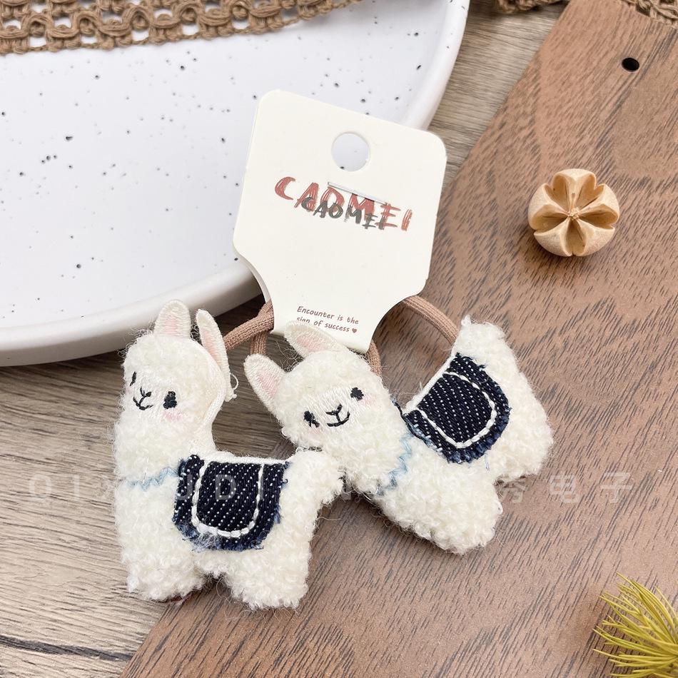 Plush Alpaca Cartoon Hair Clips for Girls - Cute Frizzy Bang Ties & Retro Handmade Accessories