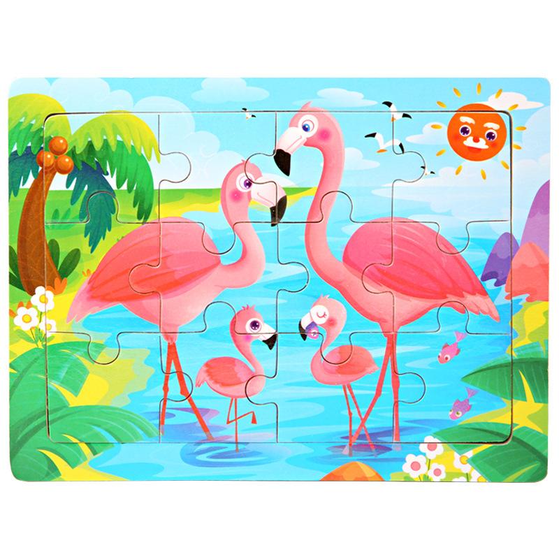 15*11cm 3D Puzzle Cartoon Animals Wood Puzzle Kids Cognitive Jigsaw Puzzle Baby Wooden Toys Educational Toys for Children