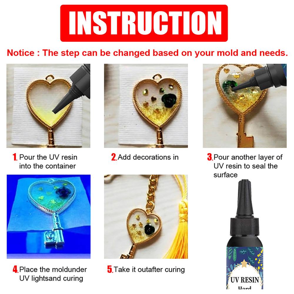 Transparent UV Glue Epoxy Resin Glue Hard Type Glue Craft Decoration Tool for DIY Resin Art  200g