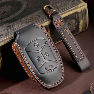 Leather Car Key Cover Keychain Holder Case Protector for Geely LYNK&CO 01 02 03 05 2017 2018 Keyless Go Remote Shell Accessories
