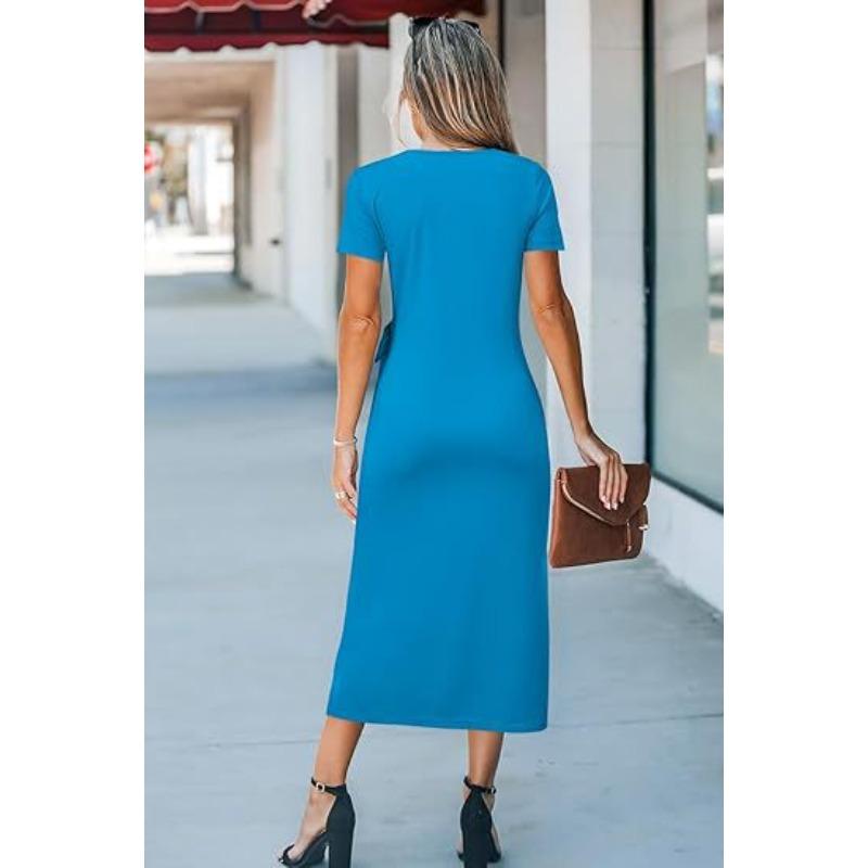 Women's Fashion Summer Spring Solid Color Print Sleeveless O-Neck High Waist Casual Dresses