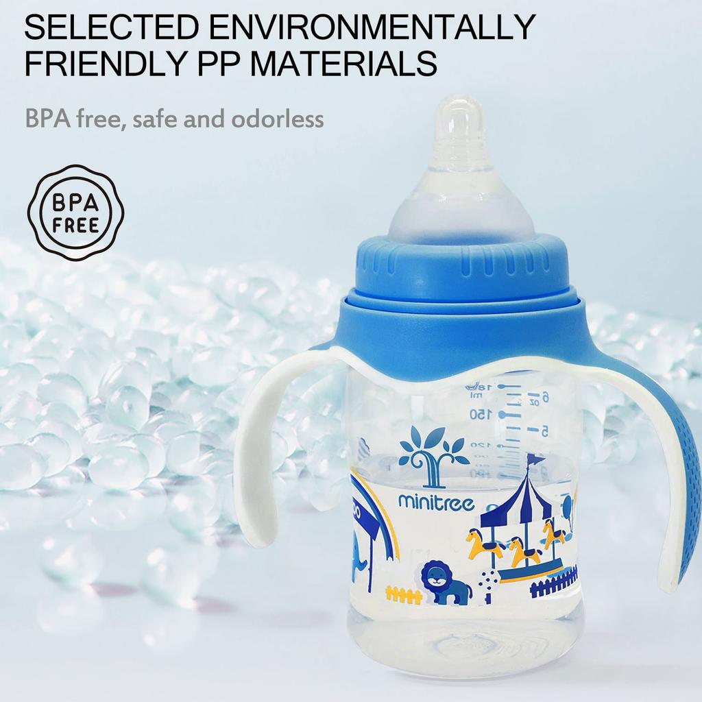 180ml Mushroom Bottle Food-grade PP Material Lightweight and Drop-resistant Wide-mouth Easy To Clean Silicone Nipple