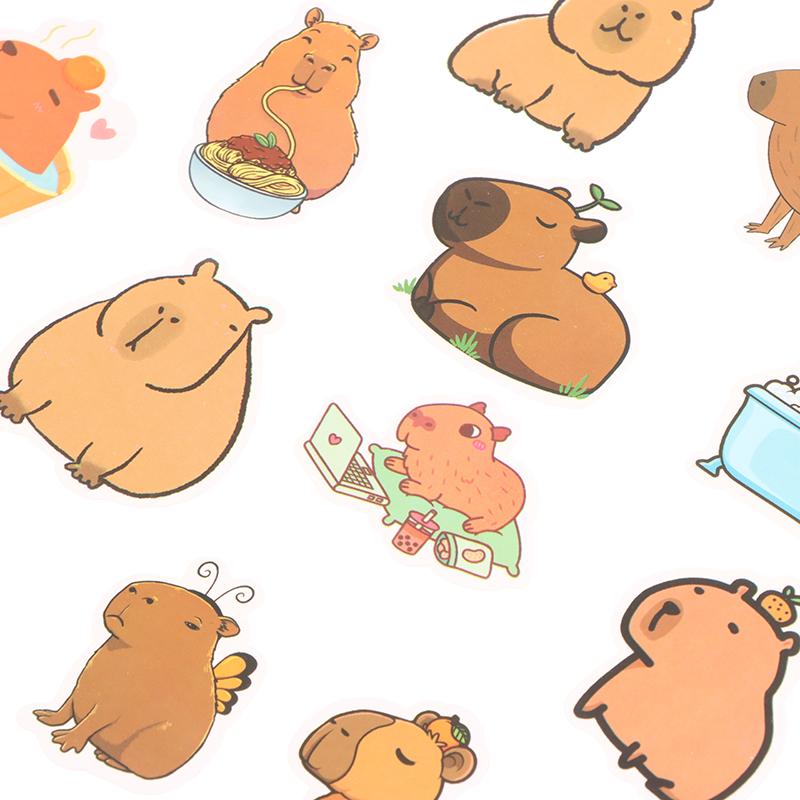 50 ks Dětský dárek Hračky Roztomilá zvířátka Kapybara Samolepky na auto Motocykl Cestovní zavazadla Telefon Kytara Laptop Kreslený obtisk na helmu