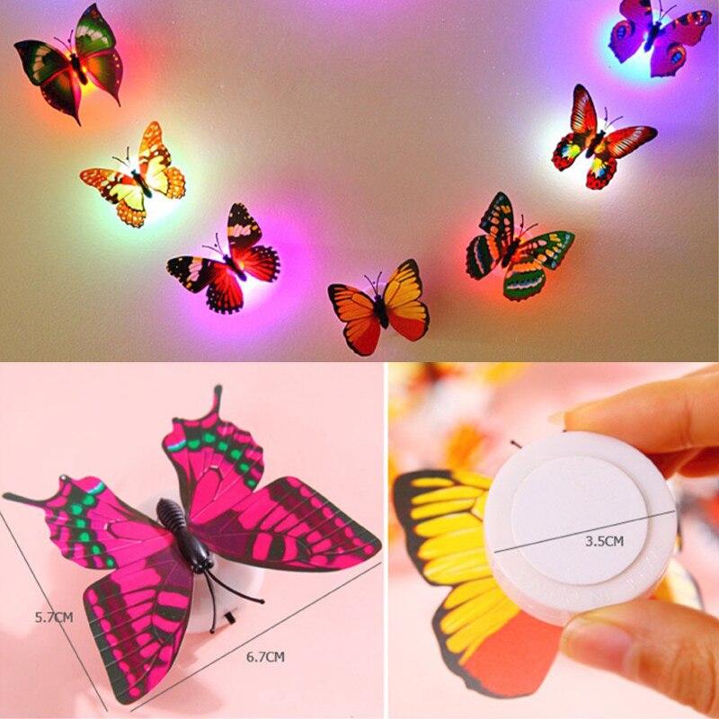 1pcs 3D LED Butterfly Night Light Wall Stickers for Kids' Birthday & Nursery Room Decoration