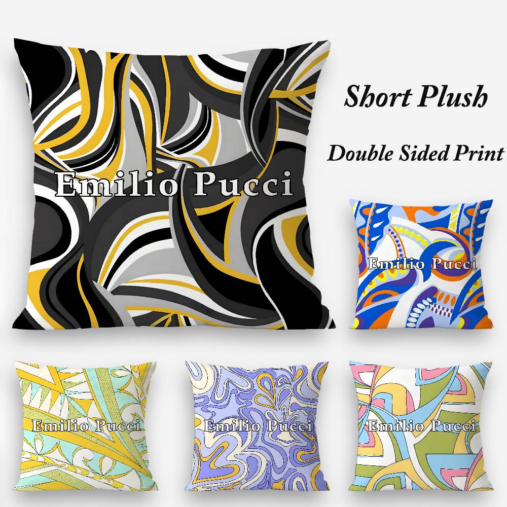 Fashion E-Ee-Emilio Logo P-Pucci Pillow Case Plush Fabric Soft Double Sided Print Sofa Cushion Cover Throw Pillow Covers