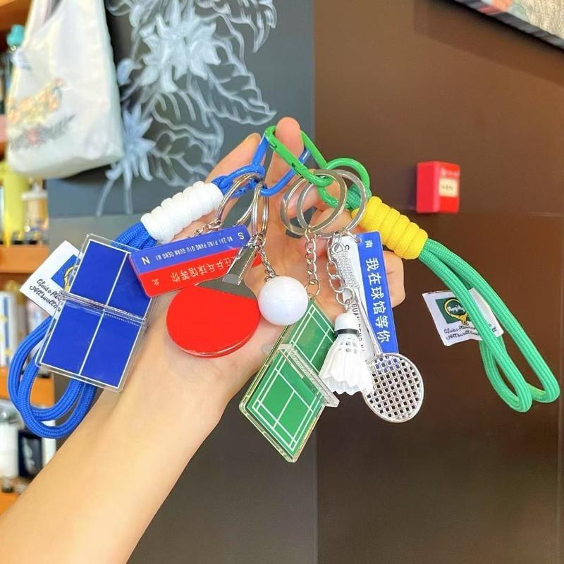 Badminton Acrylic Keychain Creative Practical Small Gift Sports Series Keyring Pendant Fashionable Bag Pendant