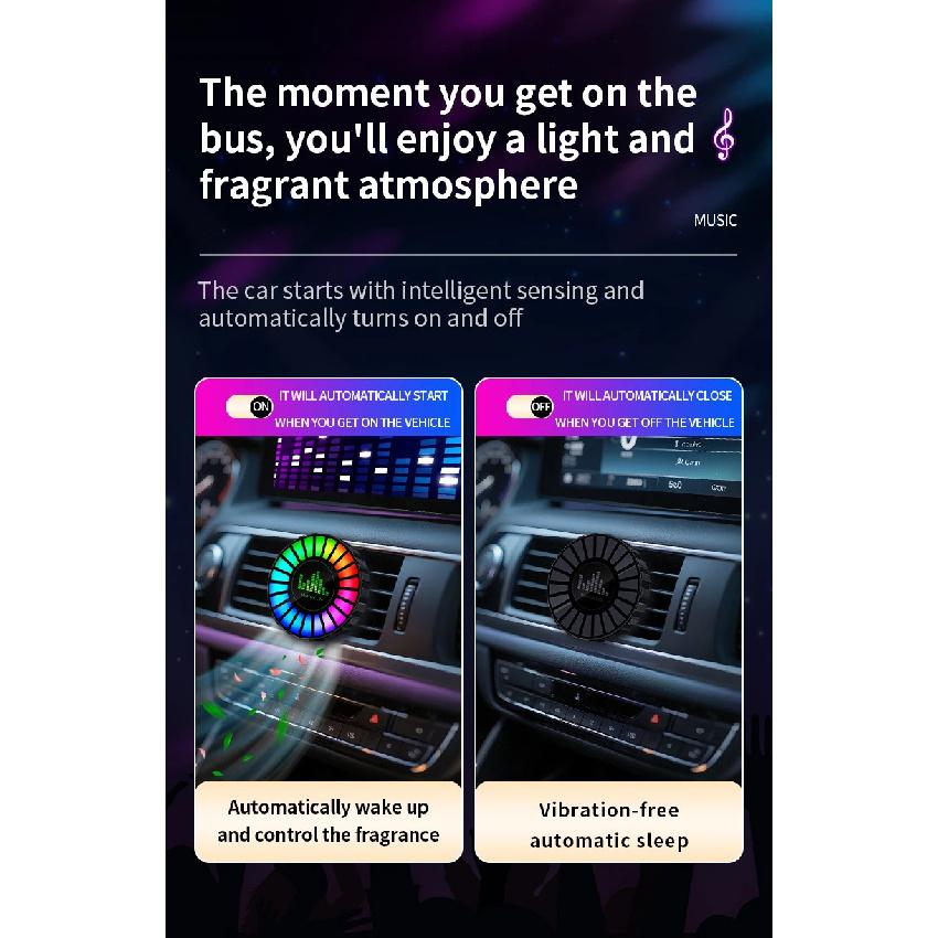 Car air outlet aromatherapy rhythm light car mounted perfume pickup light voice controlled music atmosphere light