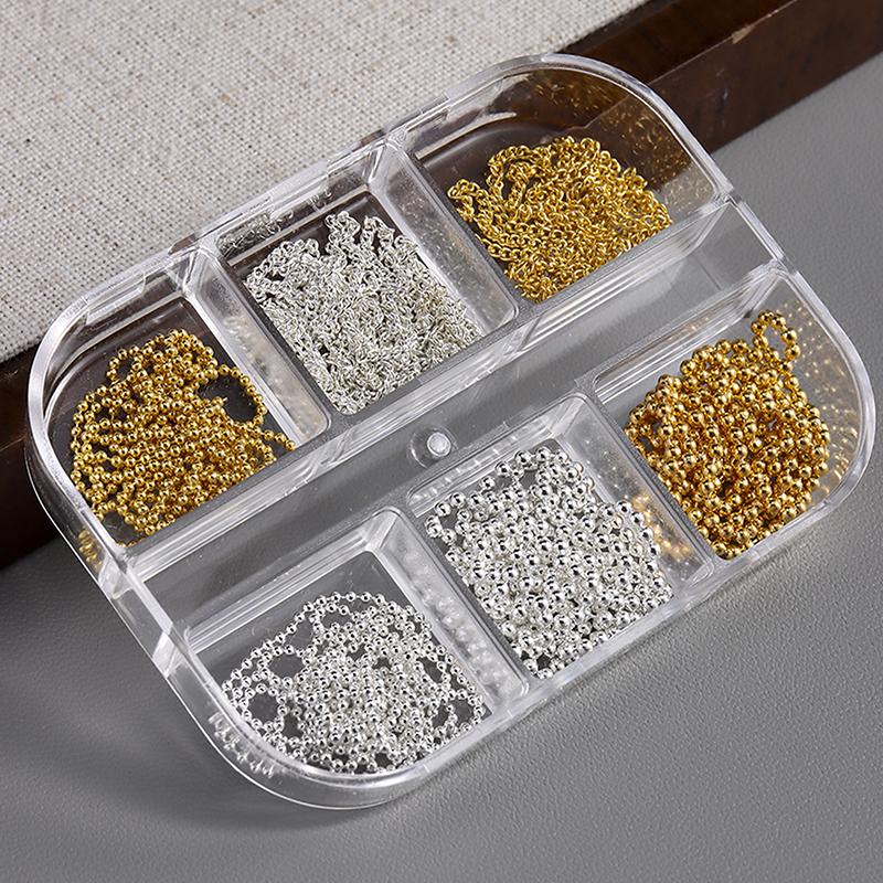 1 Box Metal Chain Nail Art Charms Multi-Shape Golden Silvery Rose Gold Black Nails Chain Diy Nail Supplies Manicure Accessories
