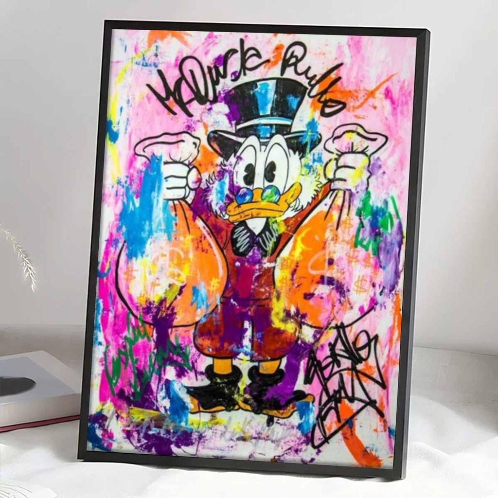 5D DIY Diamond Art Painting Kits for Adults, Donald Duck, A Financial Tycoon Full Round Crystal Diamond Kits for Beginner for Home Wall Decorate