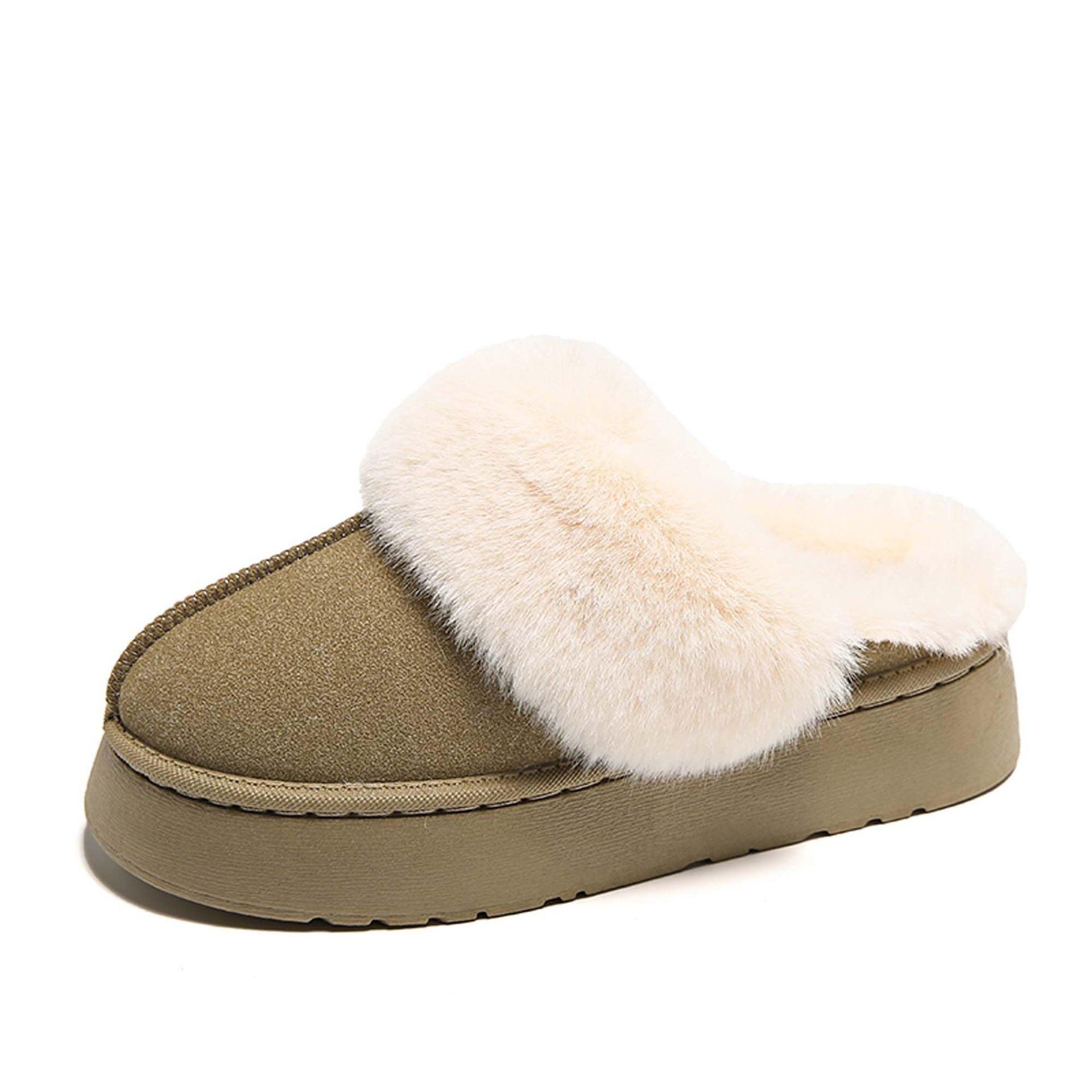 Зимние зимние сапоги на толстой подошве с капюшоном, флисовая утепленная верхняя одежда, пушистые тапочки, нескользящие, удобные, модные, хлопковые туфли хаки