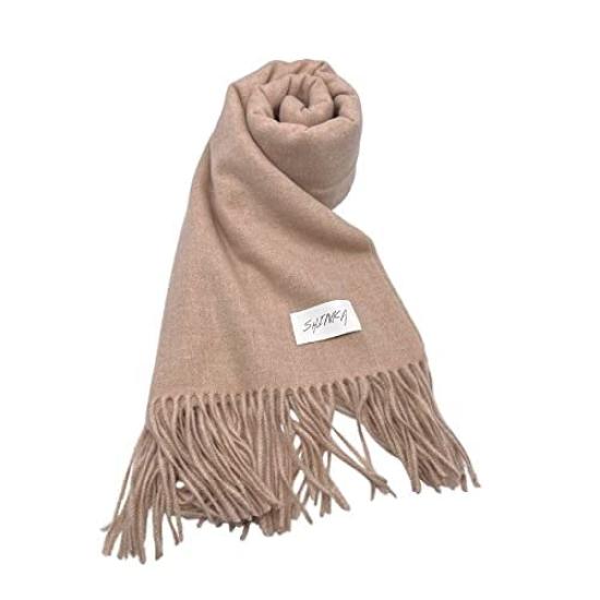 16 Colors SHINKA Cashmere Blend Fluffy Plain Solid Cashmere Touch Available Stole/Scarf, Large, Fringed, Cashmere, Women's, Simple, Winter,