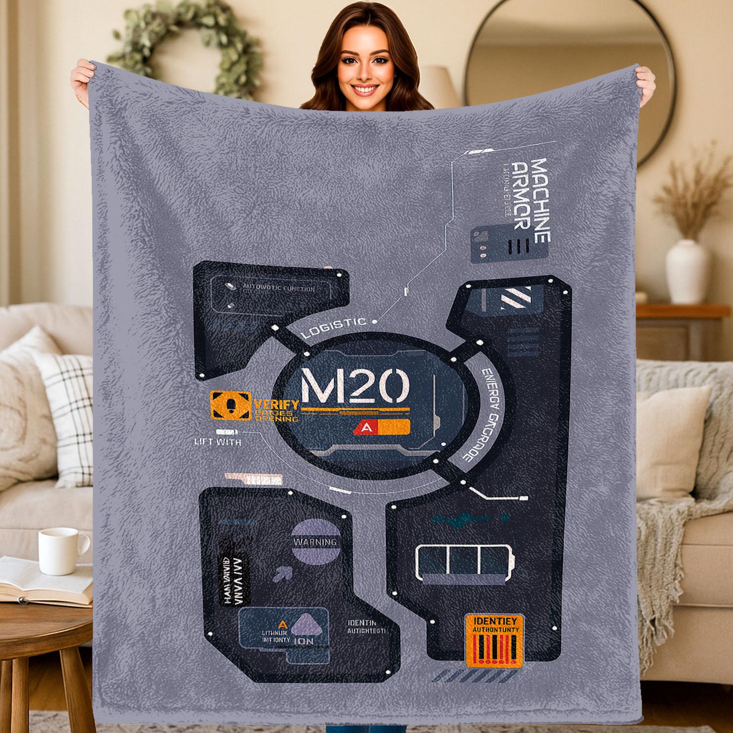 

Electronic pattern art retro style Flannel printed blanket suitable for all seasons suitable for living room office sofa travel 75x100cm (30x40inch)