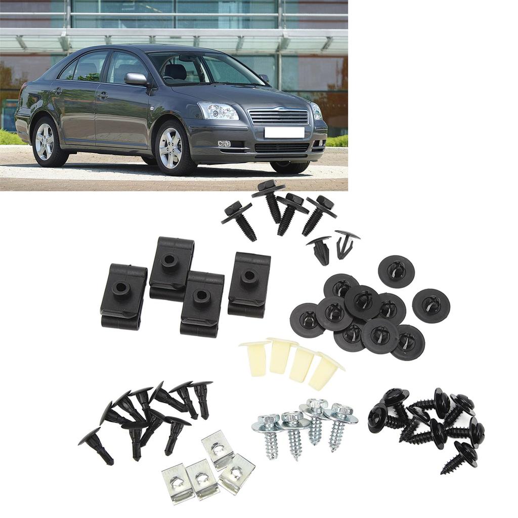 40pcs Car Undertray Clip Screws Compact Shockproof Engine Undercover Splash Shield Guard Body Bolt Replacement Avensis