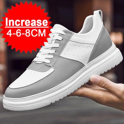 Fashion Lift Sneakers Man Elevator Shoes Height Increase Insole 8cm White Grey Taller Shoes Men's Leisure Fashion Sports Plus Size 36-46