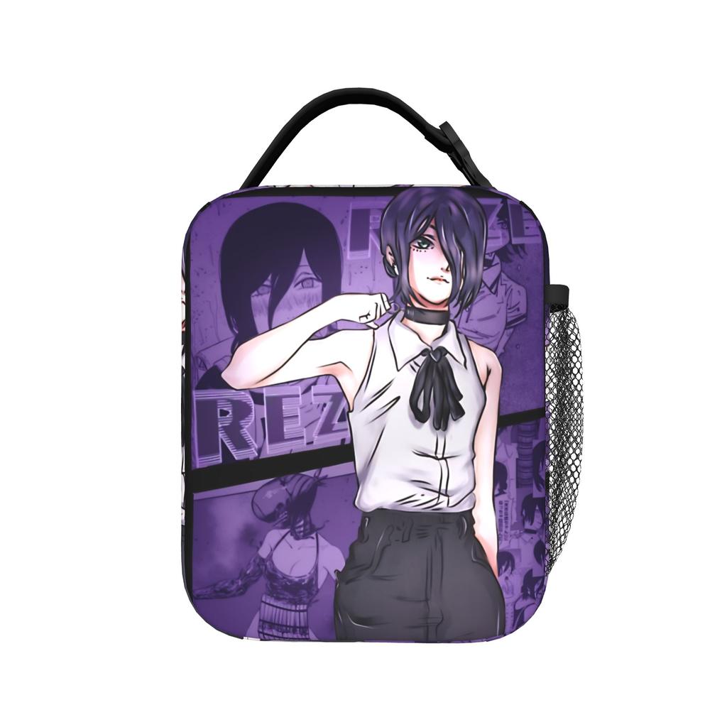 C-Chainsaws Man Anime Insulated Lunch Bag High Capacity Cute Pochita Meal Container Thermal Bag Tote Lunch Box Food Handbags