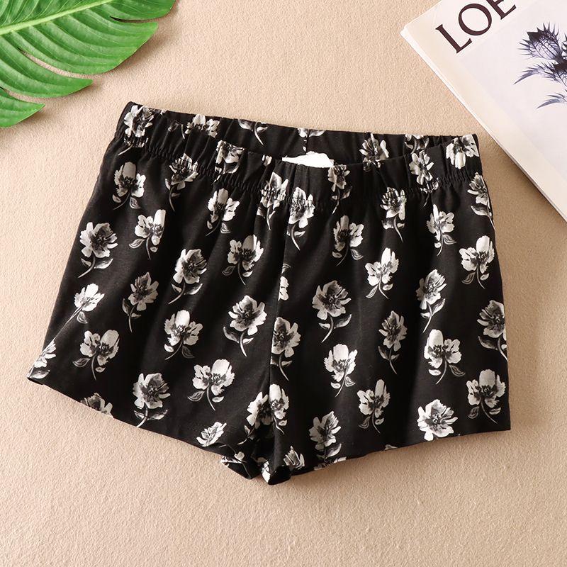 

Foreign Trade Export Order ~ Breathable Cotton Summer Retro Print Plus size Shorts Women Home Running Hot Pants C632 Black M