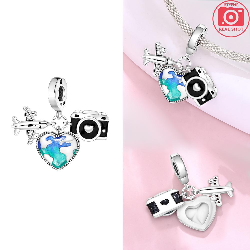 925 Silber Rosa Zirkon Liebesperlen Anhänger Passend für Armband Damen Schmuck DIY Geschenk Zarte Accessoires Jahrestag Geschenk