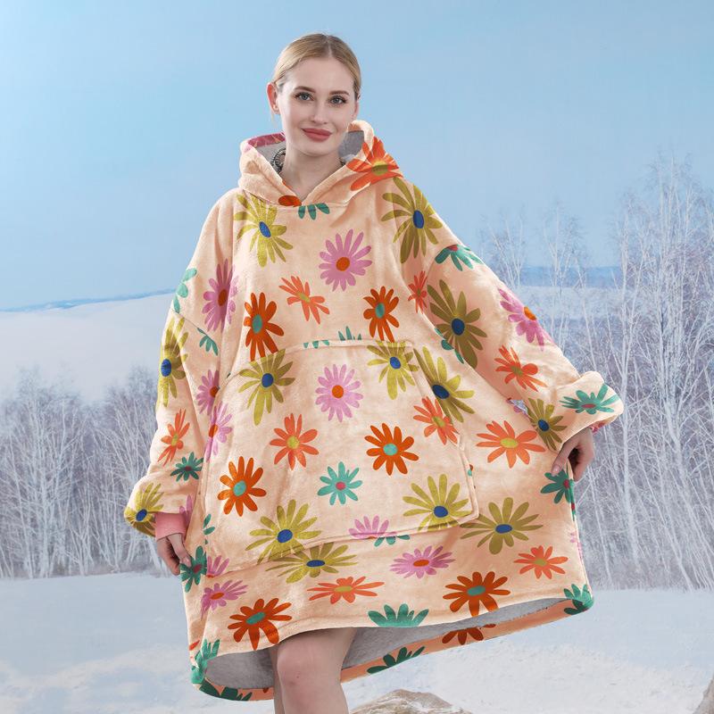 Hoodie Lazy Blanket Winter Casual Loose Kapuzenpullover Einheitsgröße Fleecedecke Home Service Nachthemd