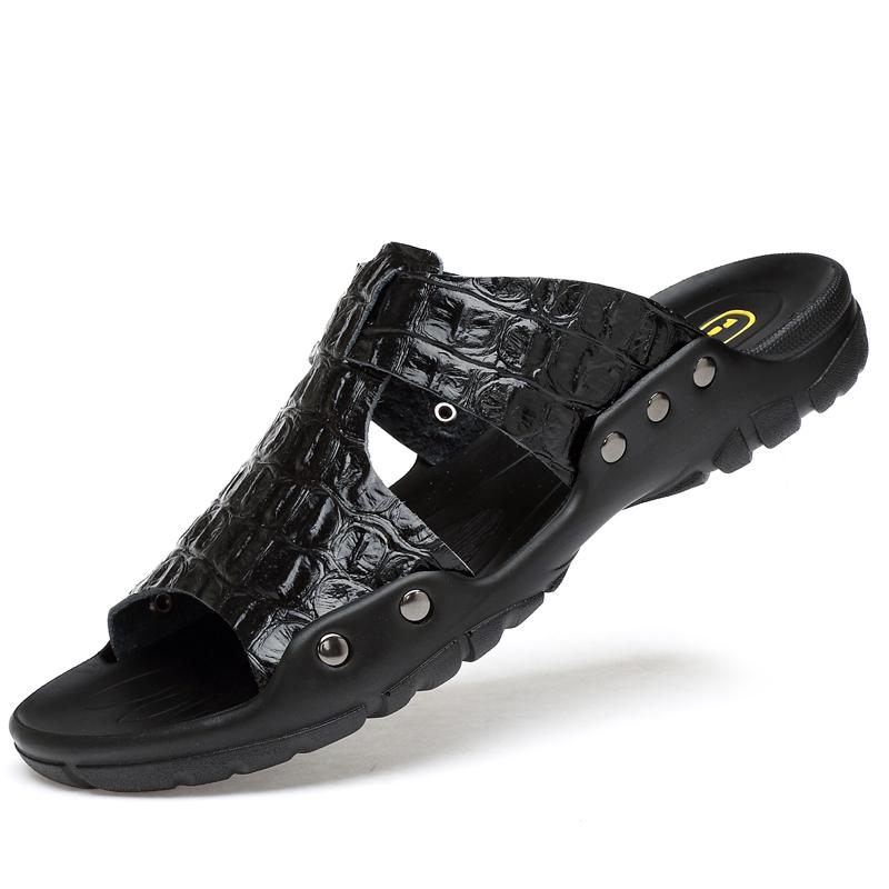 

Модные мужские сандалии с рисунком аллигатора Simply Wear 2024 Летние пляжные сандалии Кожаные сандалии Мужская дизайнерская обувь Дышащая повседневная обувь 50 чёрный