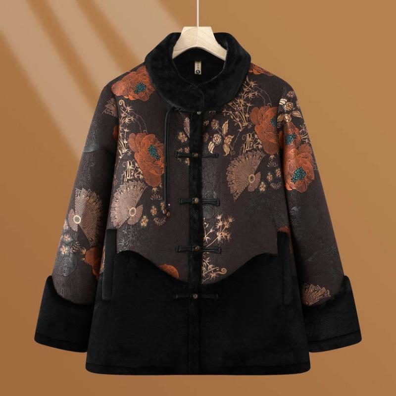 Winter woolen coat fur integrated top year old 0 old lady thick clothes