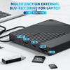 5-in-1 Externes Blu-ray-Laufwerk USB 3.0 & USB-C DVD/CD-Brenner BD-Leser mit 2 USB-A-Anschlüssen & SD/TF-Kartenleser – für Laptop PC Mac