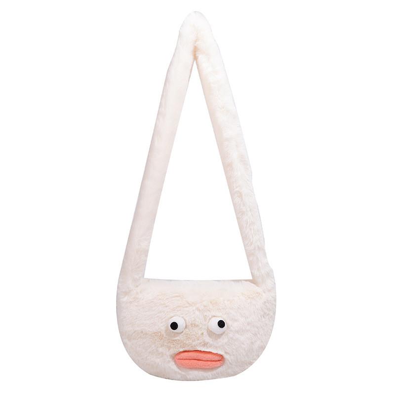 Plush Girl Small Shoulder Bag With Zipper Closure For Casual Daily Use