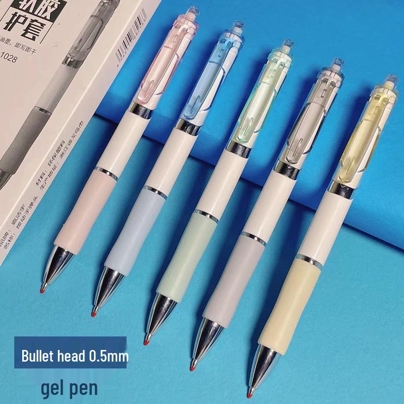 

0.5mm Clickable Black Bullet Tip Pen - Ideal for Students and Offices Blue Barrel