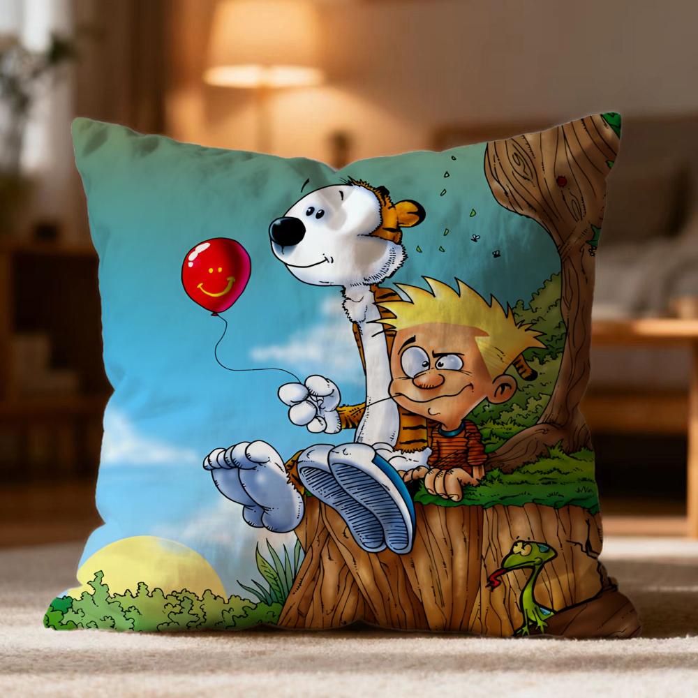 Hot CCalvin and Hobbeses Cushion Cover Soft Washable Pillow Case Multi-Scene for Couch Bed Travel Office Use
